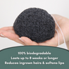 Charcoal Konjac Sponge - Yu-Be | Environmentally friendly and 100% biodegradable, lasts up to 8 weeks or longer, and helps to reduce ingrown hair and helps soften lips