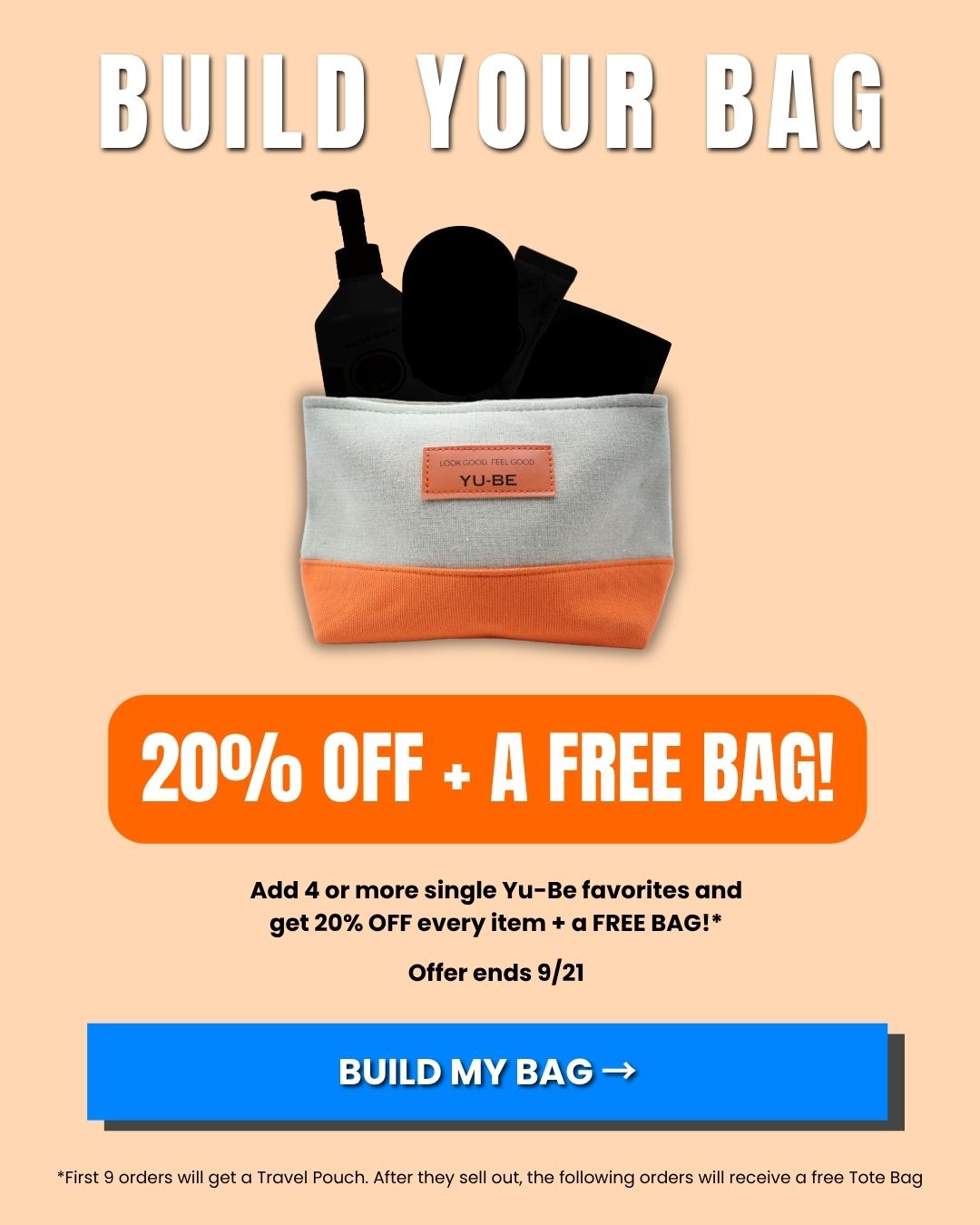 Add 4+ Yu-Be Faves and get 20% OFF + a FREE BAG