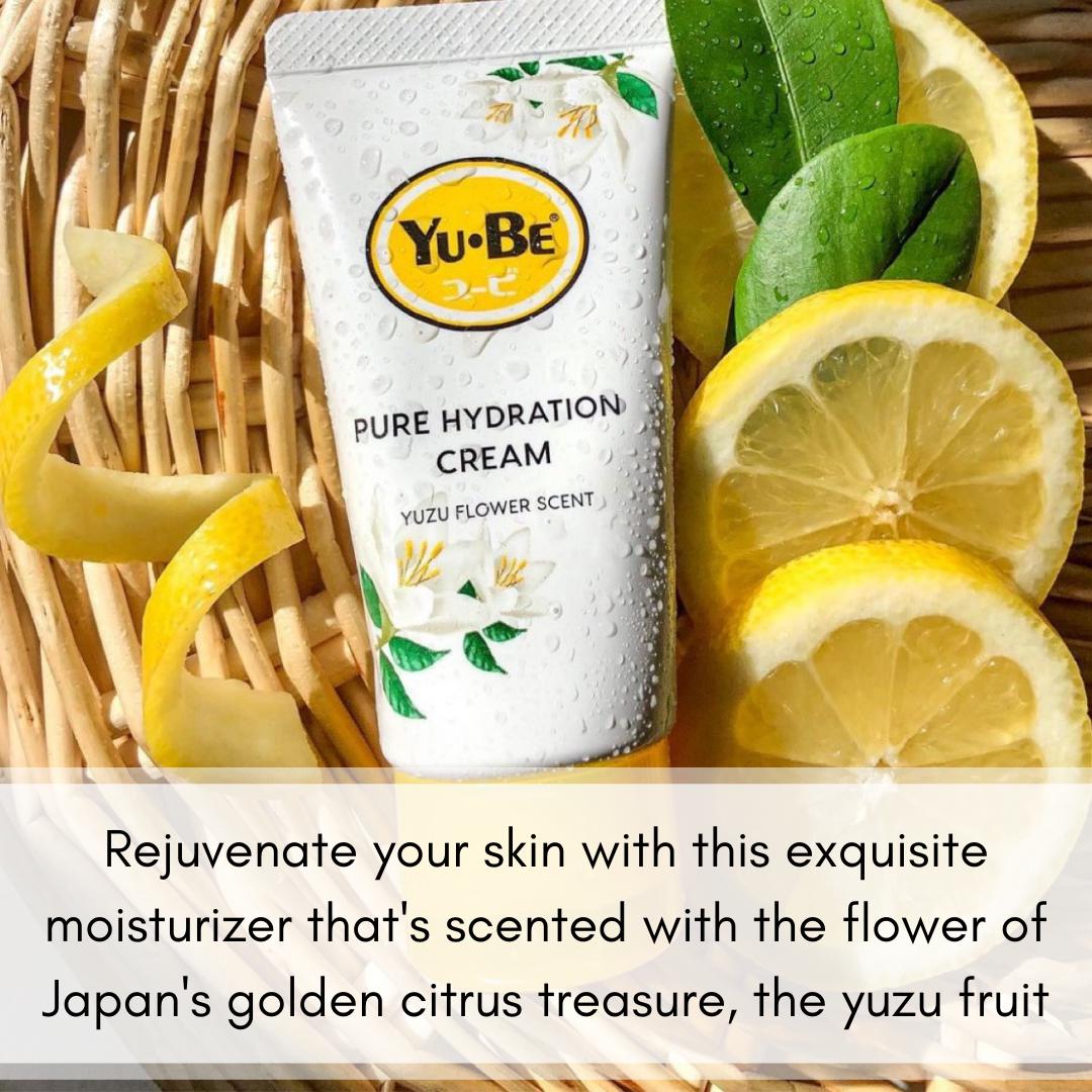 Yuzu Pure Hydration Cream - Yu-Be - This moisturizing skin cream is hypoallergenic, safe for children, cruelty free, alcohol free, paraben free, petroleum oil free, and idea for sensitive skin users